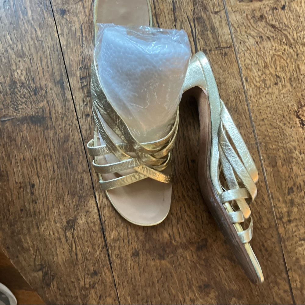 Gold Metallic Ruched Sandals